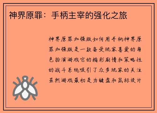神界原罪：手柄主宰的强化之旅