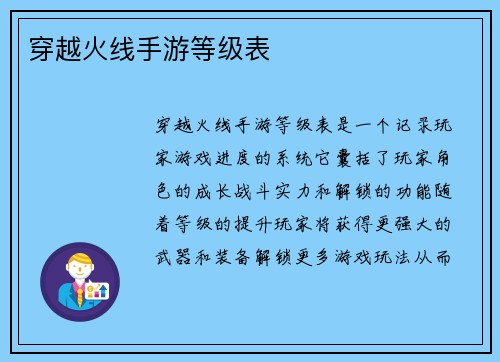 穿越火线手游等级表
